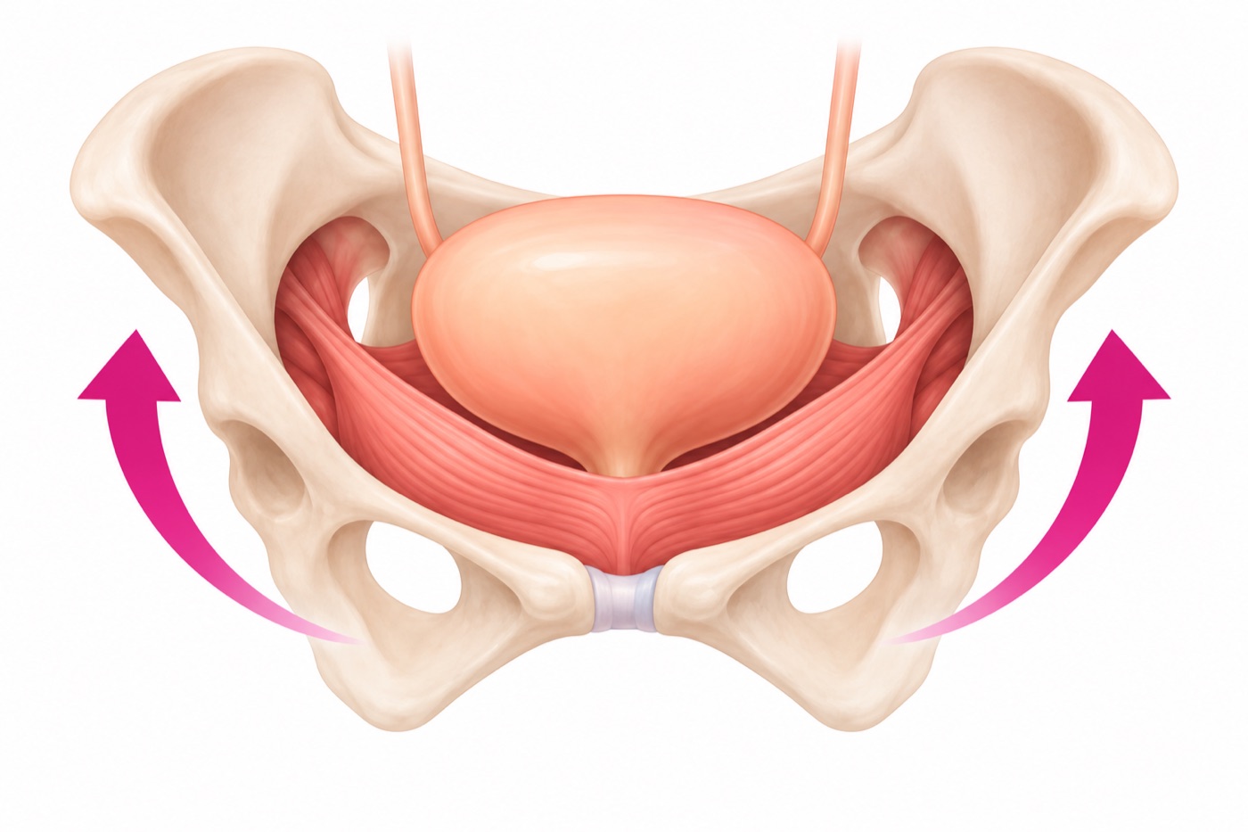 Illustration of the pelvic floor muscles lifting upward