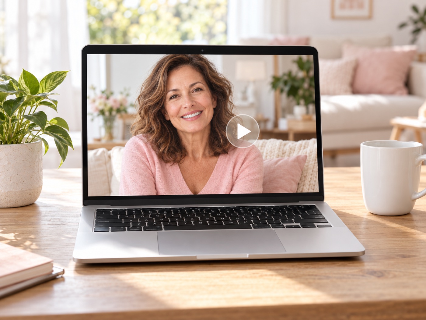 Laptop showing a Mighty Bladder video lesson